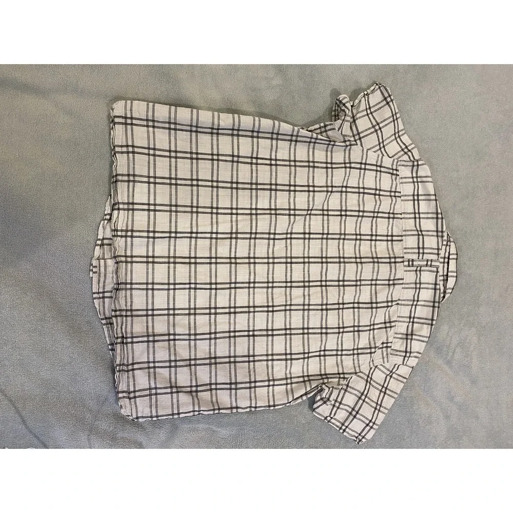 The North Face Shirt Mens Large Short Sleeve Button Up Casual Plaid White XL